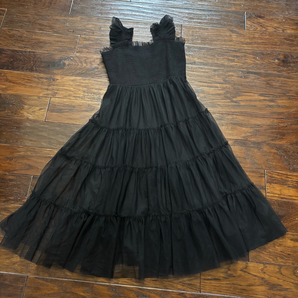 Baltic Born Black Ruffle Midi Dress XL